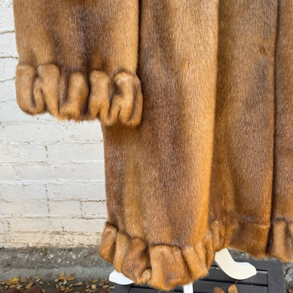 VINTAGE Jones New York Faux Fur Mink Coat Ruffle Trim Size S - Picture 10 of 16
